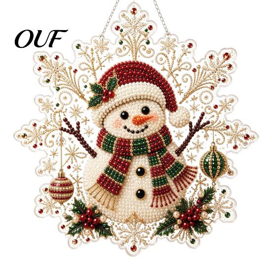 Decorative Pendants for Holiday Trees Christmas Acrylic Pendant with Metal Chain, Double-sided Printed 2D Snowflake Double Sided Decor Pendant,