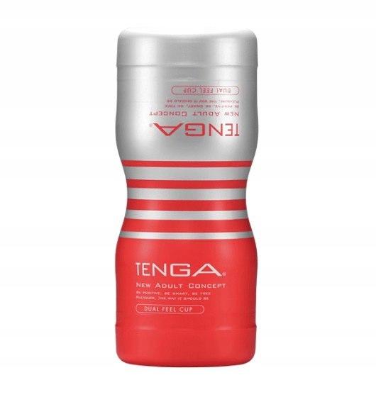 Tenga Dual Sensation Cup Jednorazowy Masturbator Z Dwoma Otworami Medium