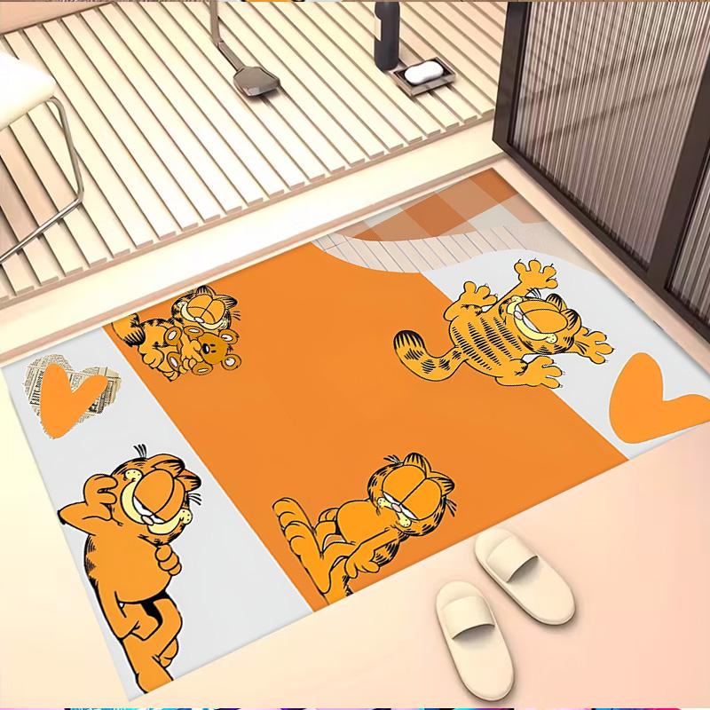 Garfield Print Rug, Washable Floor Carpet, For Entryway Dorm Laundry Room Office Study, Home Decor Birthday Christmas Gift