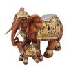 Mom and Baby Elephant Statue Exquisite Lifelike Imitation Wood Grain Resin Elephant Figurine Collectible Decor for Home
