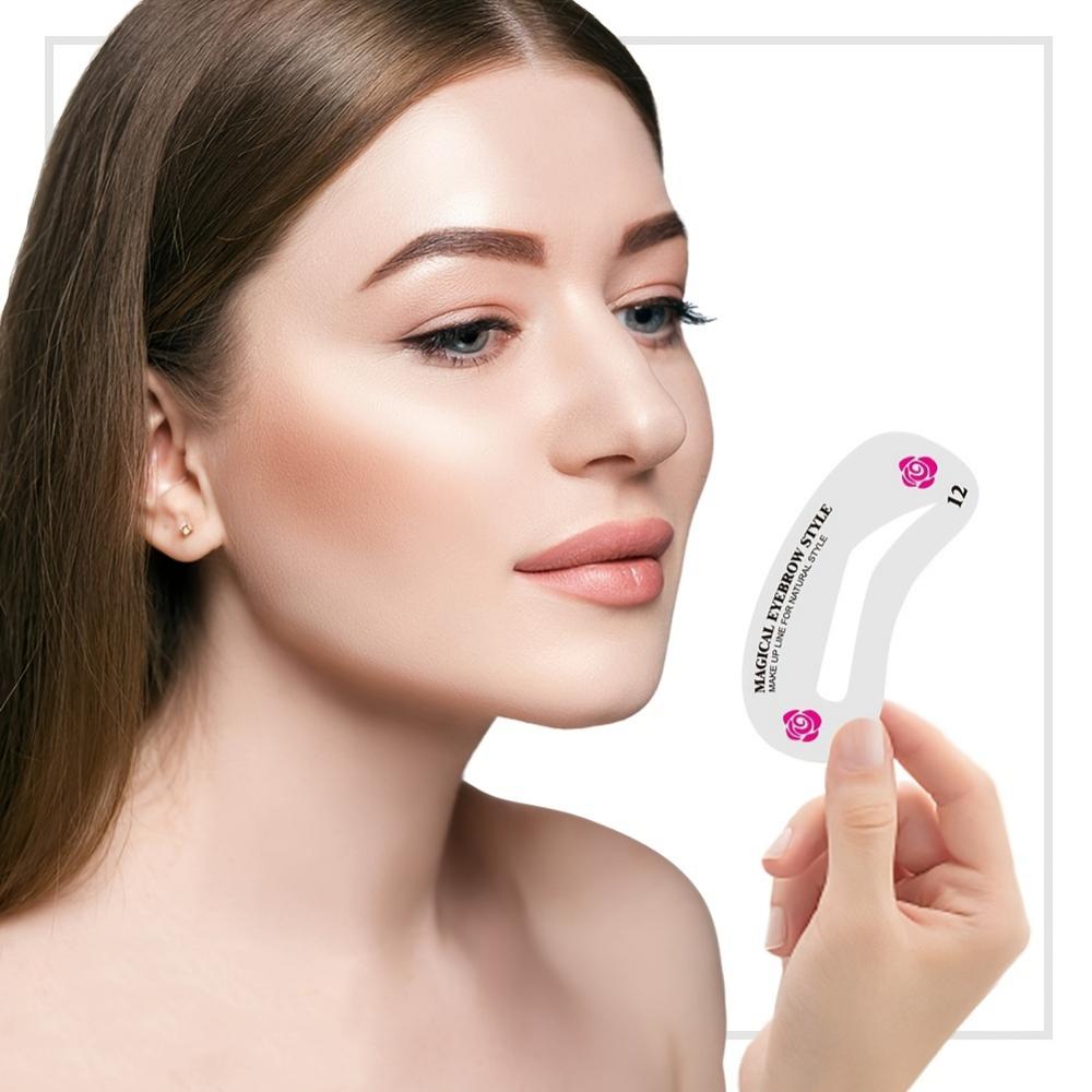 24 Styles Eyebrow Shaping Stencils Grooming Kit Makeup Shaper Set Template Tool L For Women Beauty Model