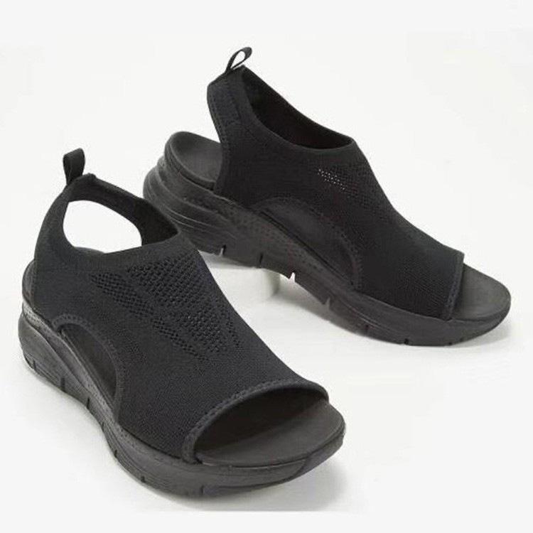 Fall Women Casual Fashion Fish Head Low Heel Sandals - Plus Size Sporty