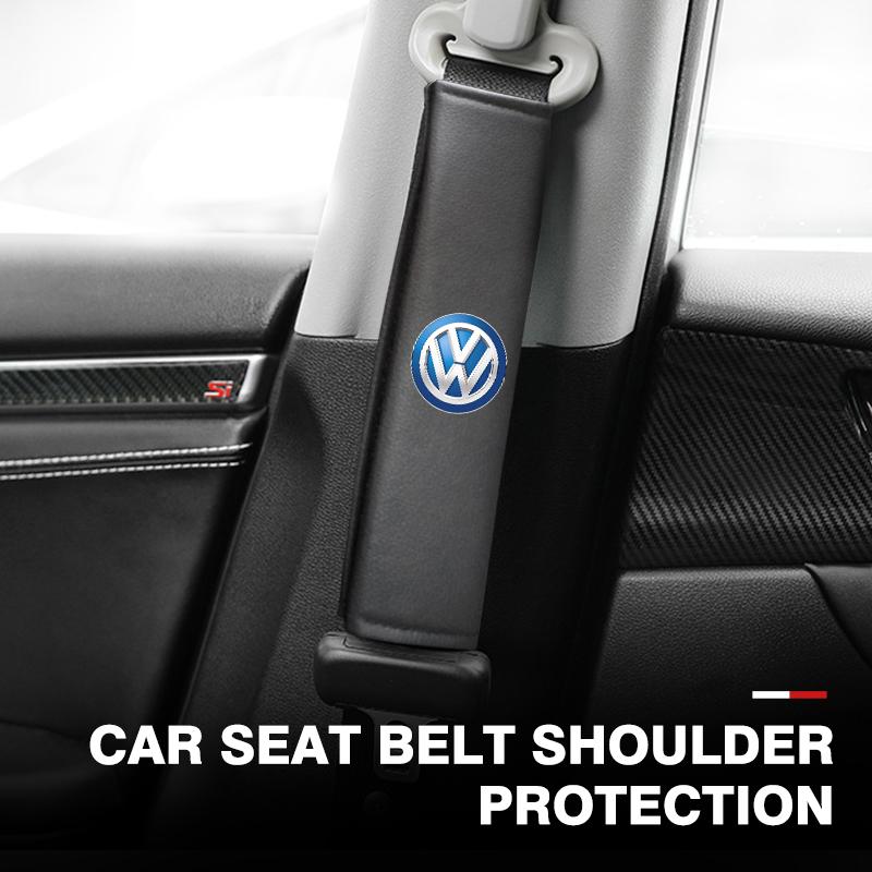 BIG1 For Volkswagen VW 2pcs Car Seat Belt Shoulder Protector Litchi Grain Fatigue Relief Pad Polo Jetta Sagitar Magotan Passat B5 B6