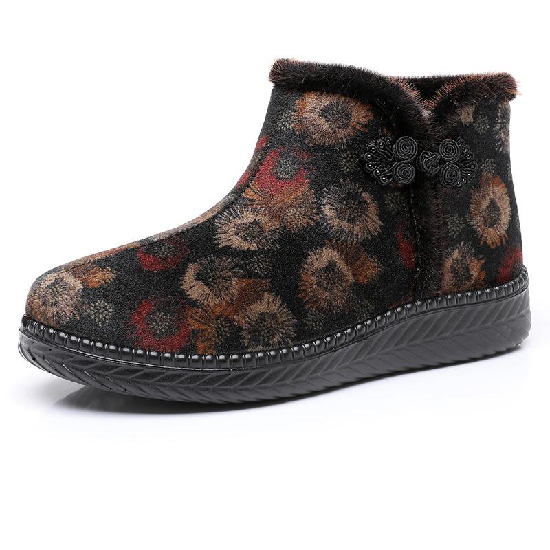 

Зимние теплые ботинки на платформе для женщин, нескользящие, с подкладкой из искусственного меха, вышитые, ботильоны, женские удобные, пушистые, короткие ботинки для ходьбы 42