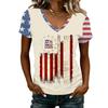 Women’s V Neck Lightweight Short Sleeve Top with Distressed Flag and 250 Years Print for Spring Summer Casual Wear