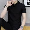 Men Stand Collar Half Zip Short Sleeve Polo Shirt Solid Slim Ice Silk Casual Summer Top