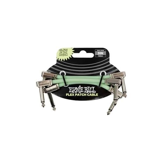 ERNIE BALL Ernie Ball Гитарный/Басовый патч-кабель Гибкие патч-кабели 6474 Светящийся в темноте 3 дюйма 7,6 см 3 шт.