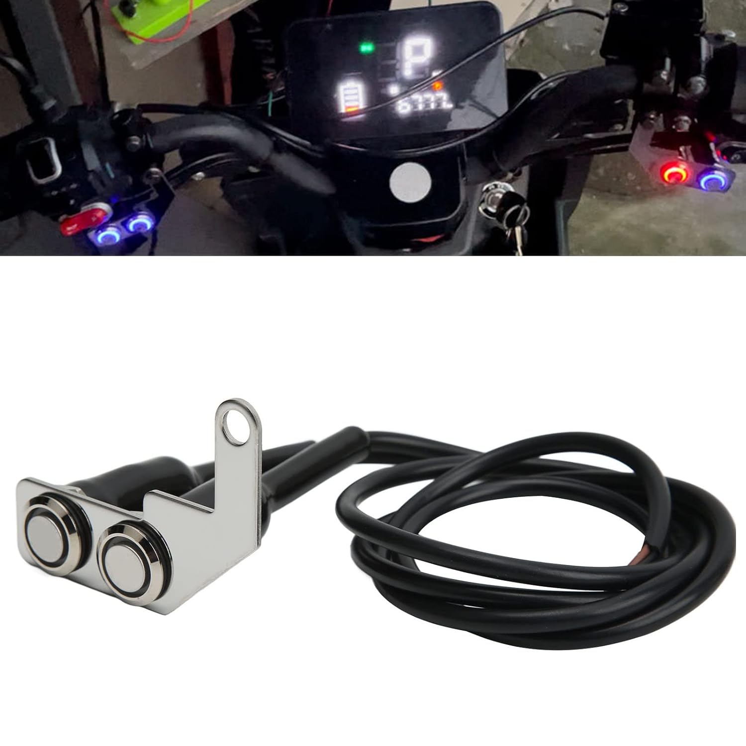 LED Motorcycle Handlebar Switch Fit for Most Bikes ATVs and Bikes ON Off Control for Headlights Fog Lights Hazard Lights and Power Sockets with