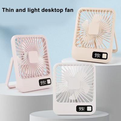 Table Fan, Portable Usb Rechargeable Fan, 180° Tilt Folding Personal Fan With Power Display, 5 Speeds Ultra Quiet Table Fan