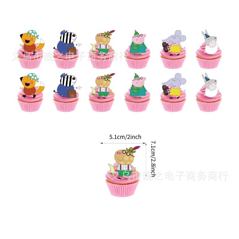 New Peppa Pig Themed Birthday Party Decoration Supplies Pink Pig Banner Spiral Hanging Decoration Backdrop Cake Topper Set