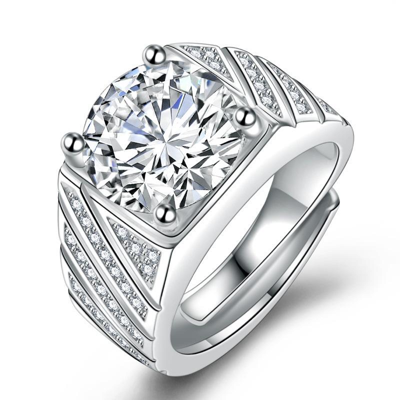 2026 Men's Ring Full Diamond Fashion Light Luxury Men's Open Ring Accessories