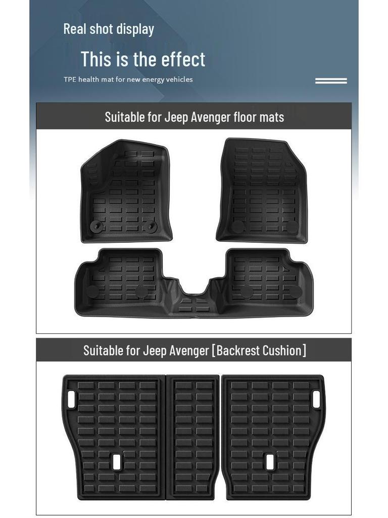 Stain-resistant, eco-friendly TPE car mats fit 23 Jeep Avenger models, available for cross-border import.