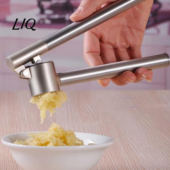 Manual Garlic Press for Home Kitchen Stainless Steel Presser, Effortless Extended Handle Ginger Heavy Duty Crusher Masher, Easy Squeeze Mincer