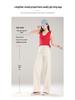 Spring 2025 Women's Elastic High-Waist Straight-Leg Pants - Fashionable, Versatile, Wide-Leg Design