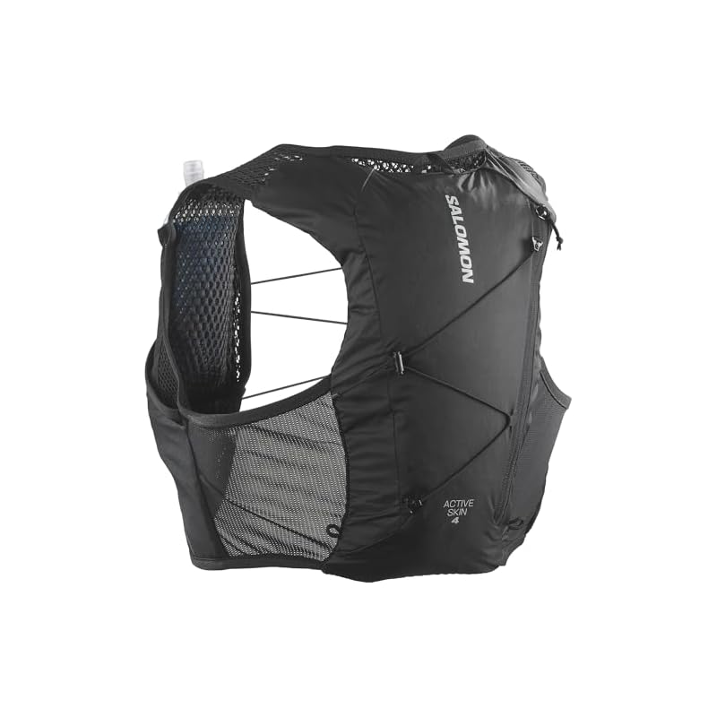 SALOMON ACTIVE SKIN 4 SET Hydration Vest Backpack (Black/Metal, Size S)