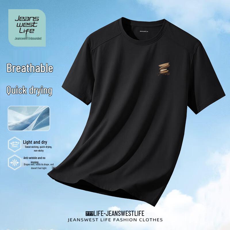 JEANSWEST LIFE Men s Quick-Dry Crew Neck T-Shirt L