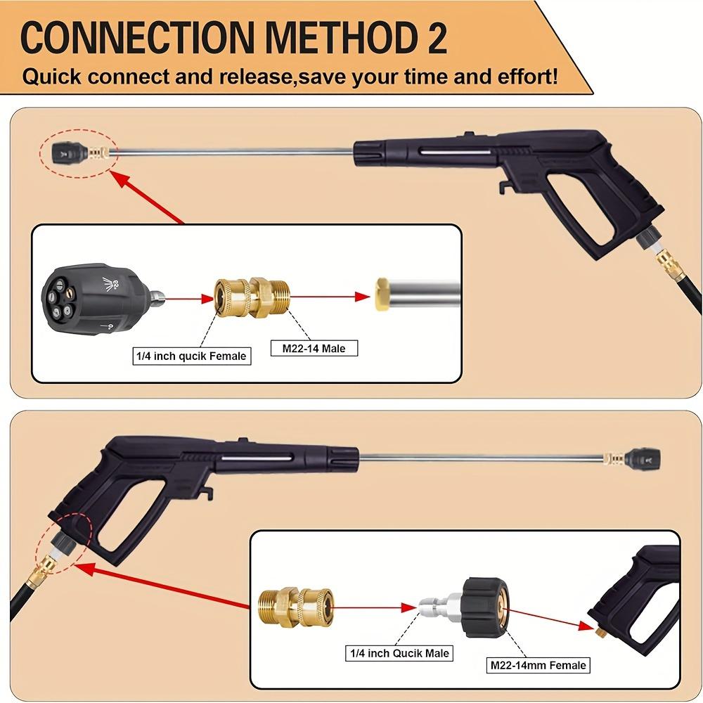 Brass Quick Connect Fittings M22 14mm to 1/4'' Quick Release Adapter Set - Pressure Washer Accessories