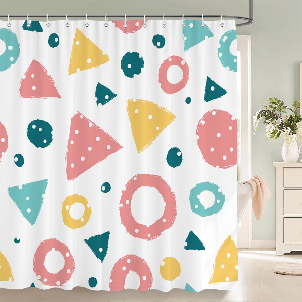 

Colorful Modern Shower Curtain 3D Bathroom Curtain With Hooks Decorative Partition Screen 180*240 Polyester Washable Cloth W60H190(CM)-1 Pcs