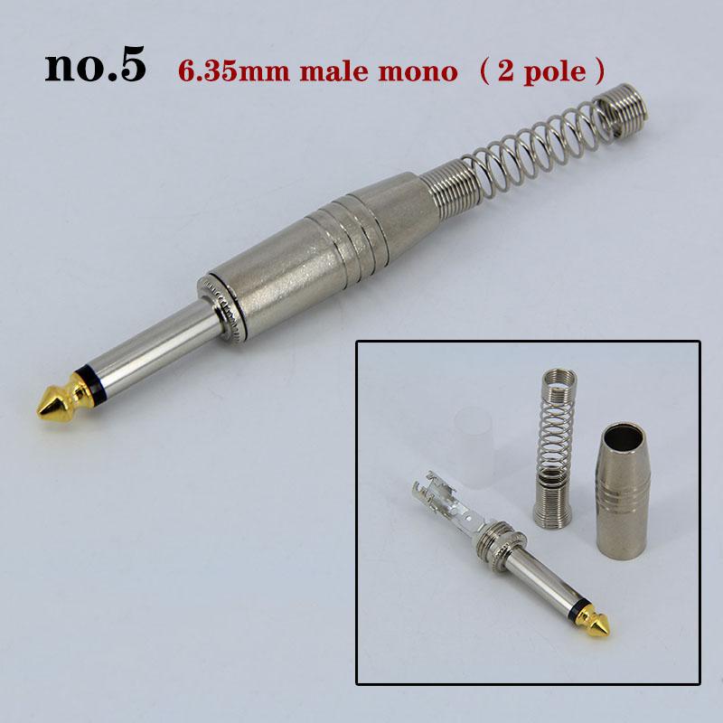 2pcs 2 3 Pole 6.35mm 6.5mm Audio Male Female Mono Stereo Solder Connector Plug Socket Gold Plated Metal Amplifier Mic Converter
