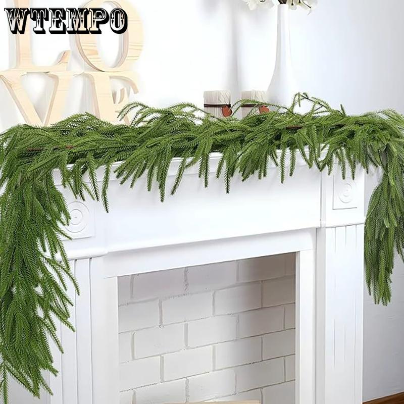 WTEMPO Christmas Wreath Fake Pine Tree Flower Vine for Fence Fireplace Decorations Christmas Indoor Outdoor Decorations Christmas Tree Decorations