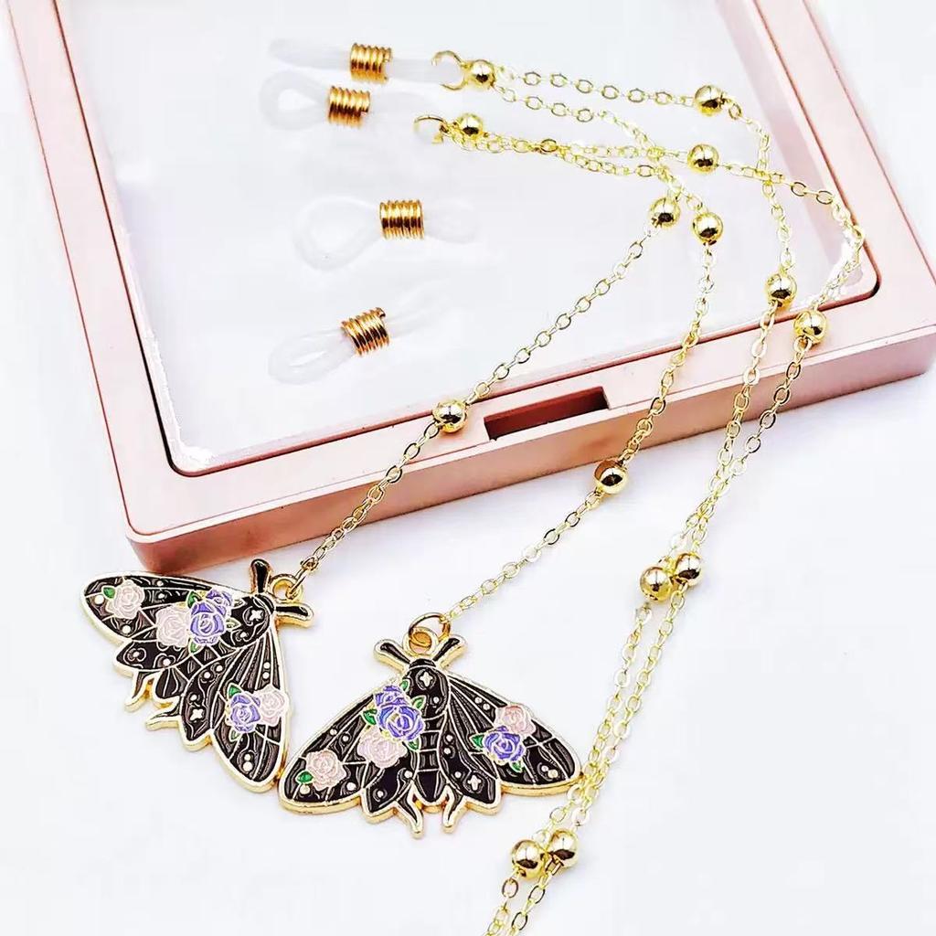 1 Piece of High-End Eyeglass Chain with Fashionable Round Bead Chain, Anti-Loss Neck Strap with Insect Pendant, Sunglasses Chain Glasses Holder Strap