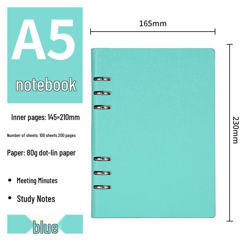 Color-Changing Leather Business Notebook with Magnetic U-Buckle - A5 B5 Retro 6-Hole Loose-Leaf Journal