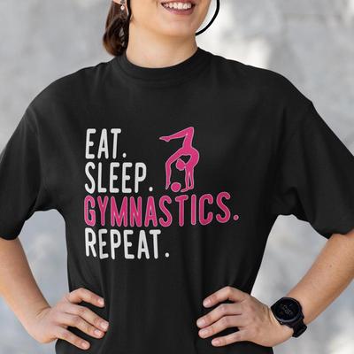 Eat Sleep Gymnastics Repeat T-Shirt | Funny Gymnastics Shirt | Gymnast Gift | Unisex Sports Tee | Gymnastics Lover Top | Training T-Shirt