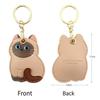 Girl Boy Use Leather Material Kitty Key Chain Calico Design Cute Cat Keychain Id Card Holder Car Key Ring
