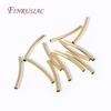 DIY Accessories Wholesale 50 Pcs 18K Gold Plated Metal Smooth Curved Tube Beads For Handmade Jewelry Making