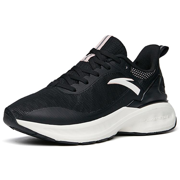 Anta Cushioning Slip Resistant Abrasion Resistant Breathable Low Top Running Shoes Women's Black Gray 122215518-1