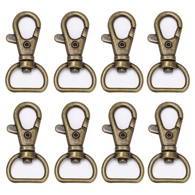 20 Rotating Lever Clasps for Backpacks, Bags, Handmade Parts (Inner Diameter 15mm, Antique Gold)