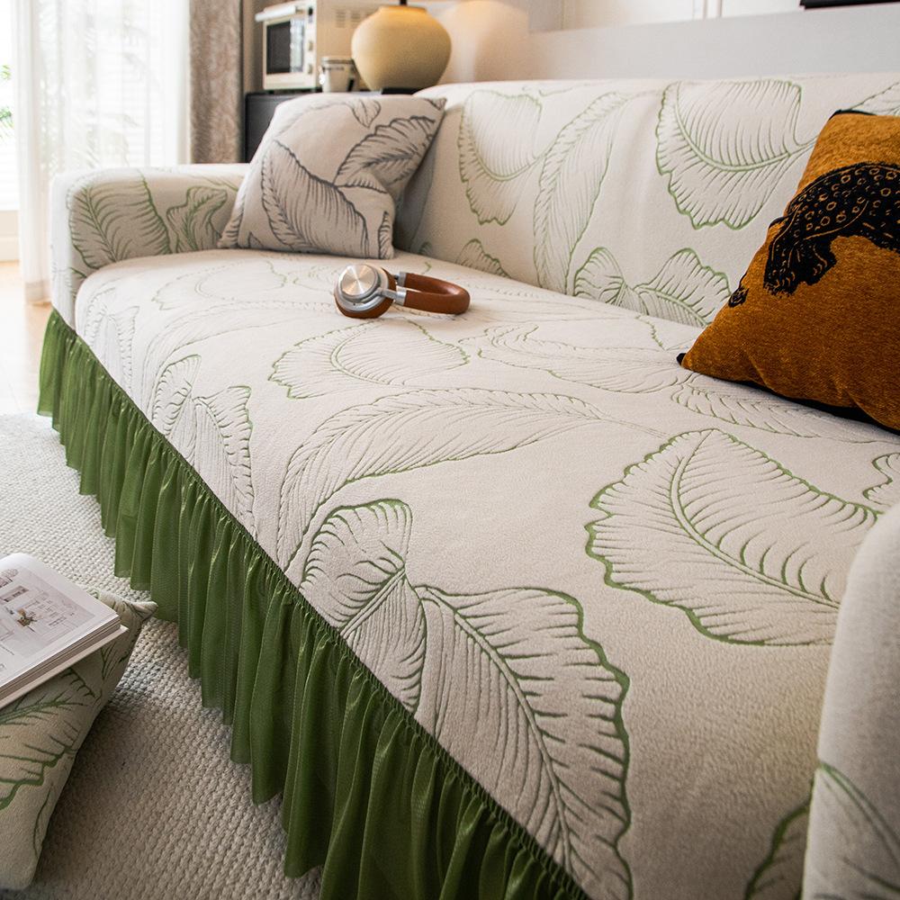 Leaf Skirt Edge Sofa Cover All inclusive Universal Set Anti Cat Scratch Sofa Cover New Style Protection Suitable for All Seasons