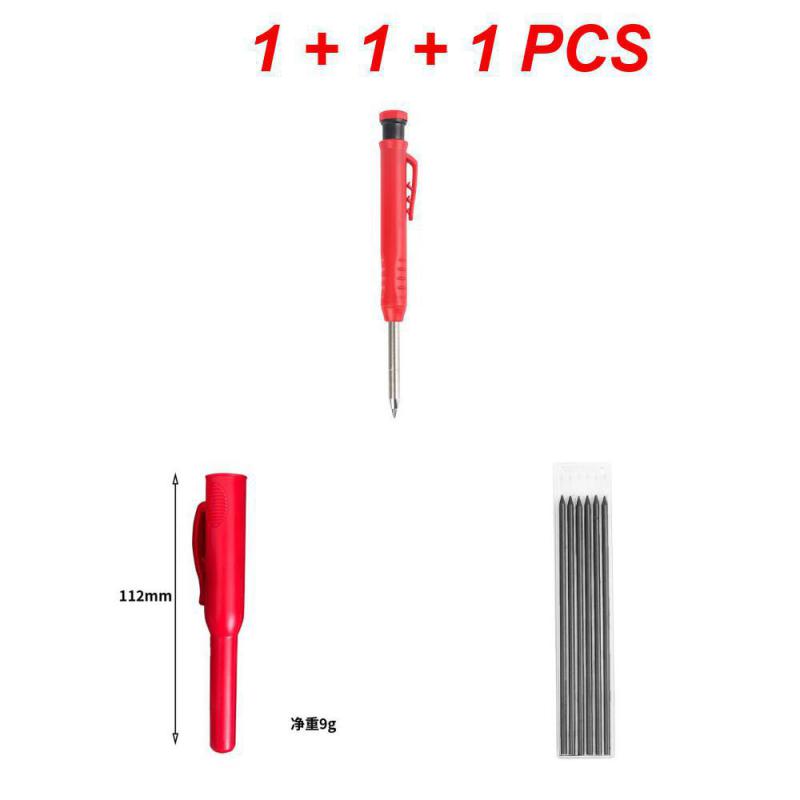 Carpenter's Movable Pen Deep Hole Marking Pencil Refill Carpenter Scriber Mechanical Pencil With Sharpener Stationery Supplies