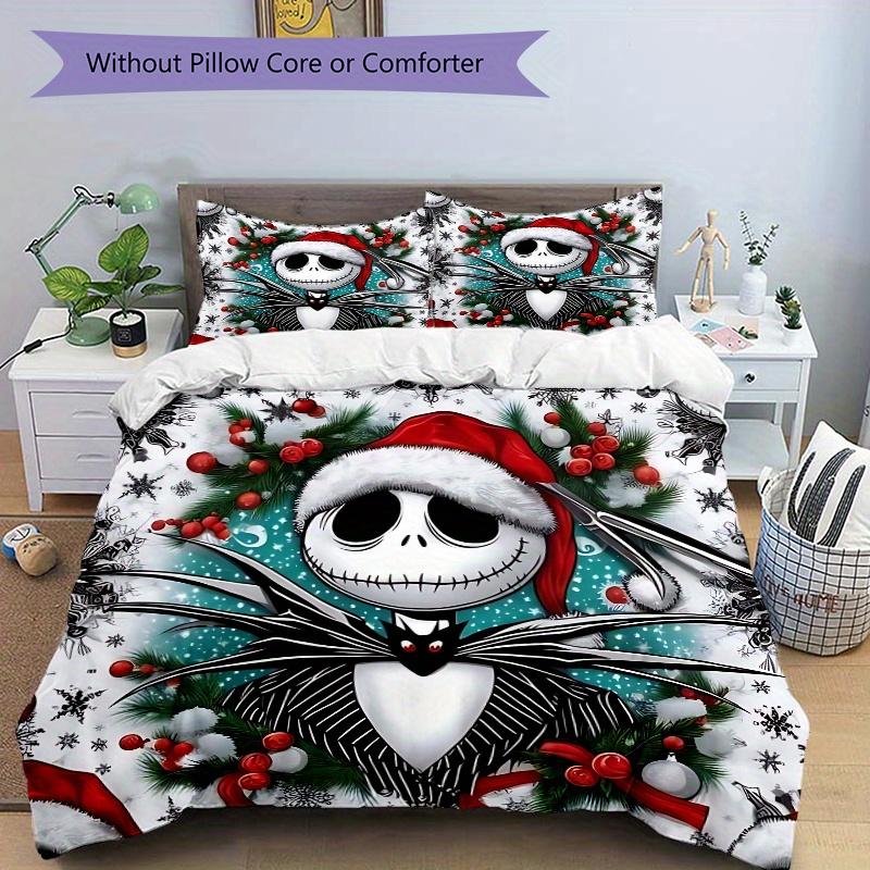 3pcs Christmas Jack Bedding Set Includes Quilt Cover and Pillowcases, Suitable for All Seasons B006