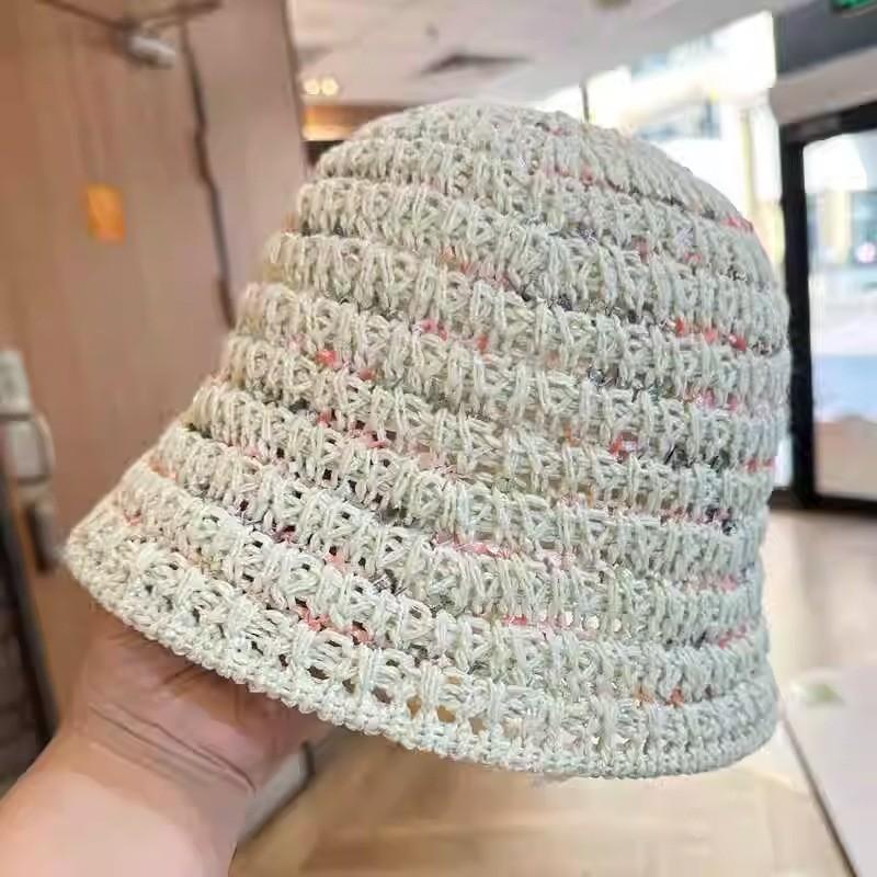 Trendy Commuter Mesh Bucket Hat Women's Breathable Sun Protection Top Hat 2024 New Face-shaping Fashion Hat