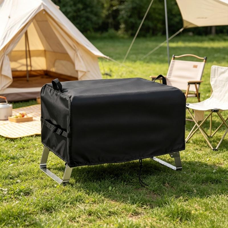 Portable Gas Cooker Cover, 600D PVC Dust Cover with 25 X 18 X 15 Size, Rectangular Storage Cover for Backyard Cart Use and Camp Carry