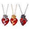 Women Necklace Rose Heart Pendant Retro Adjustable Length Rhinestone Polished Clavicle Necklace Everyday Wear Weddings Parties Neck Jewelry