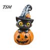Decorative Desktop Sculptures Halloween Black Cat & Pumpkin Resin Ornaments, Cute Figurines, Tiered Tray Fall Decorations Cartoon And Statue for Home