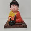 Solar Powered Buddha Car Ornament Nodding Motion Round Base Wooden Fish Figure Square Base Knocking Reciting Buddha Statue