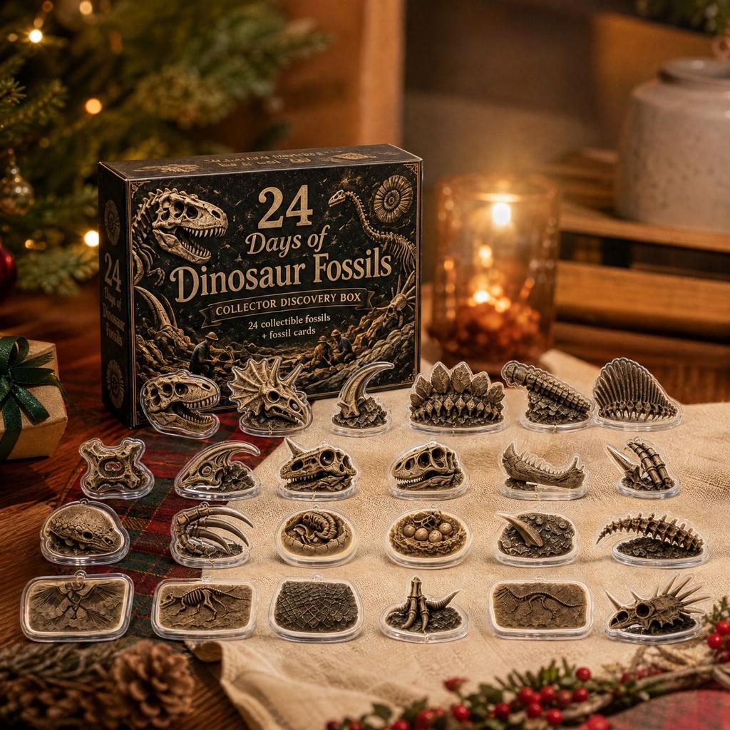 Dinosaur Advent Calendar with Flat Acrylic Pendant Ornaments, 2D Acrylic Christmas Countdown Gift for Kids and Lovers