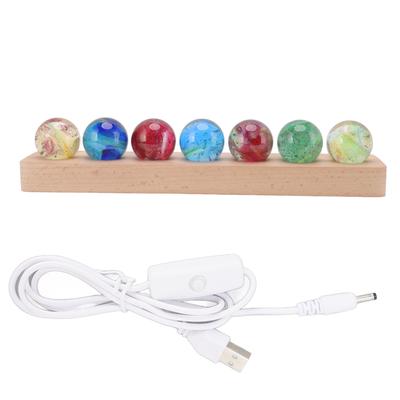 Kugel Nachtlicht 3D-Effekt Farbvariation Malprozess Eingebaute LED Glas Sapele Buche Kristall