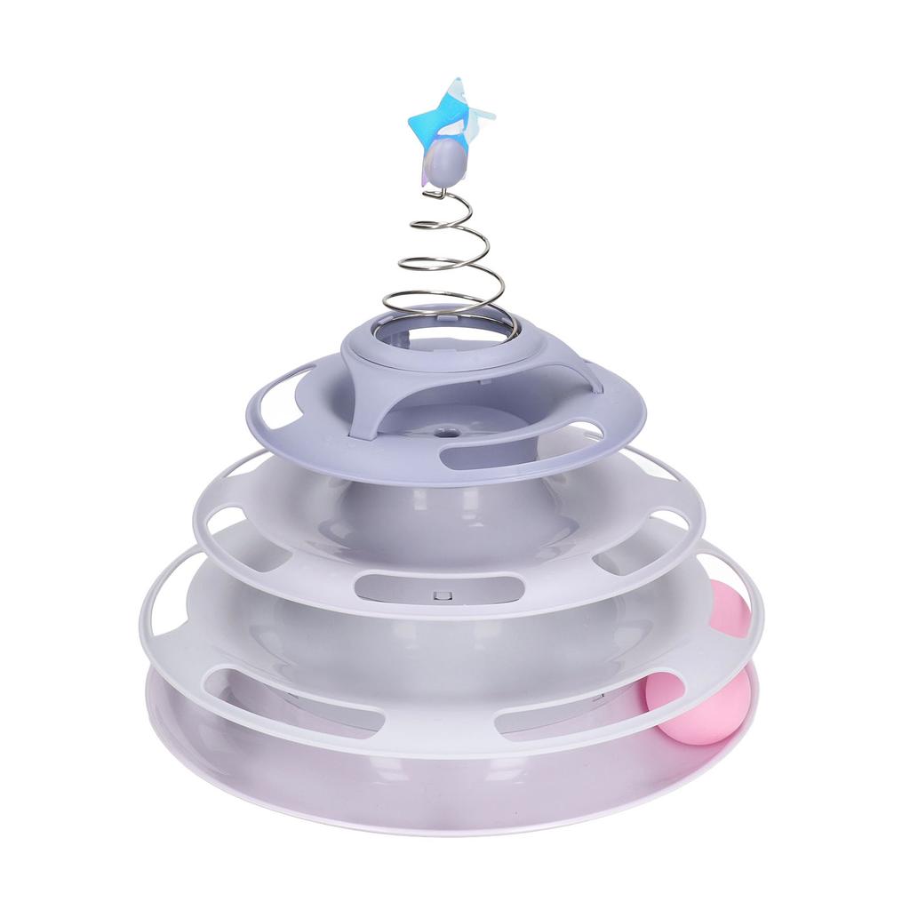 Cat Turntable Toy Relieve Boredom Interactive 4 Level Turntable Cat Toy Balls with Spring Star for Kitten Supplies