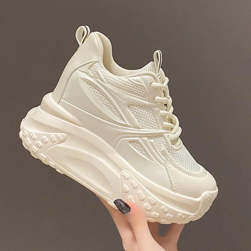 Fashion Hollow High Heels 10cm Sneakers Chunky Casual Autumn Spring Platform Wedge High Fashion Breathable Women Summer Shoes