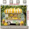 2D Lemon Truck Birthday Backdrop, Yellow Lemonade Cart Party Photo Booth Background Banner