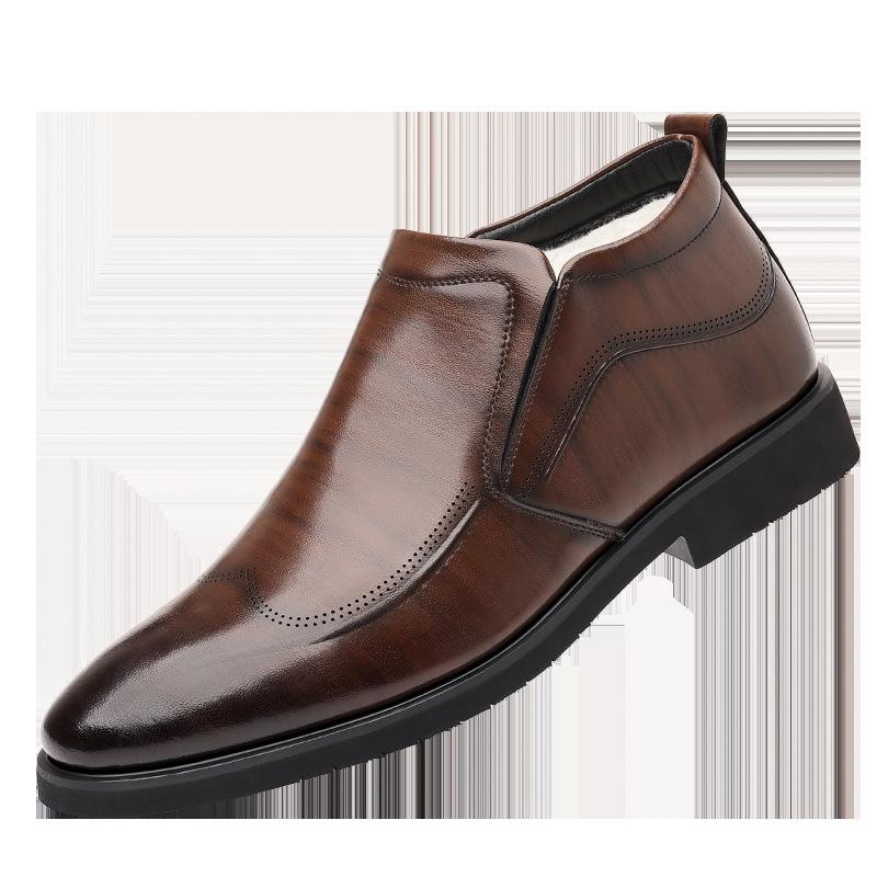 Men's cotton shoes winter British style formal wear men's velvet warm leather cotton shoes tide