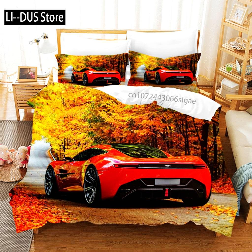 Sports Car Duvet Cover Race Car Cool Car Bedding Sets Polyester For Teens Kids Boys Cool Bedroom Decoration Modern Design Theme