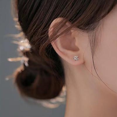 S999 Pure Silver Removal-Free Before Sleep Ear Studs Ear Bone Stud Female Earrings