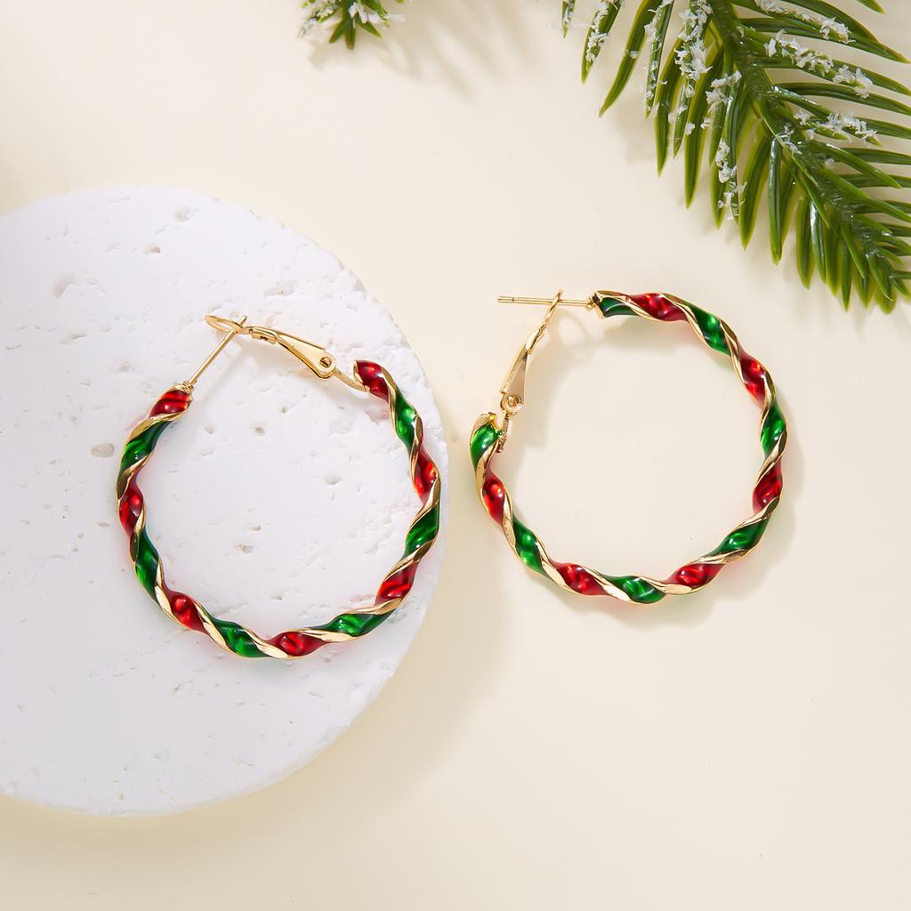 1 Pair of Fashion Christmas Earrings Christmas Tree Women's Christmas Earrings Versatile Personality Christmas Color Spiral Earrings Holiday Earrings