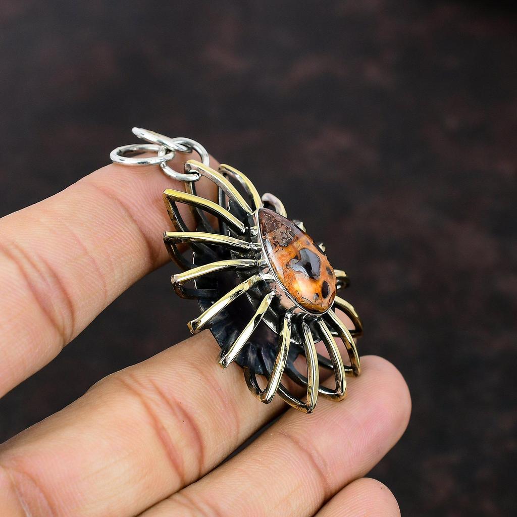 Bauxite Pendant 925 Sterling Silver Pendant Gemstone Pendant Handmade Jewelry 18K Gold Plated Cage Pendant Gift For Friend Beautiful Jewelry