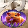 1pc Lavender Guinea Pig Round Carpet, Made of Polyester,Perfect for Decorating Office Chairs, Living Rooms